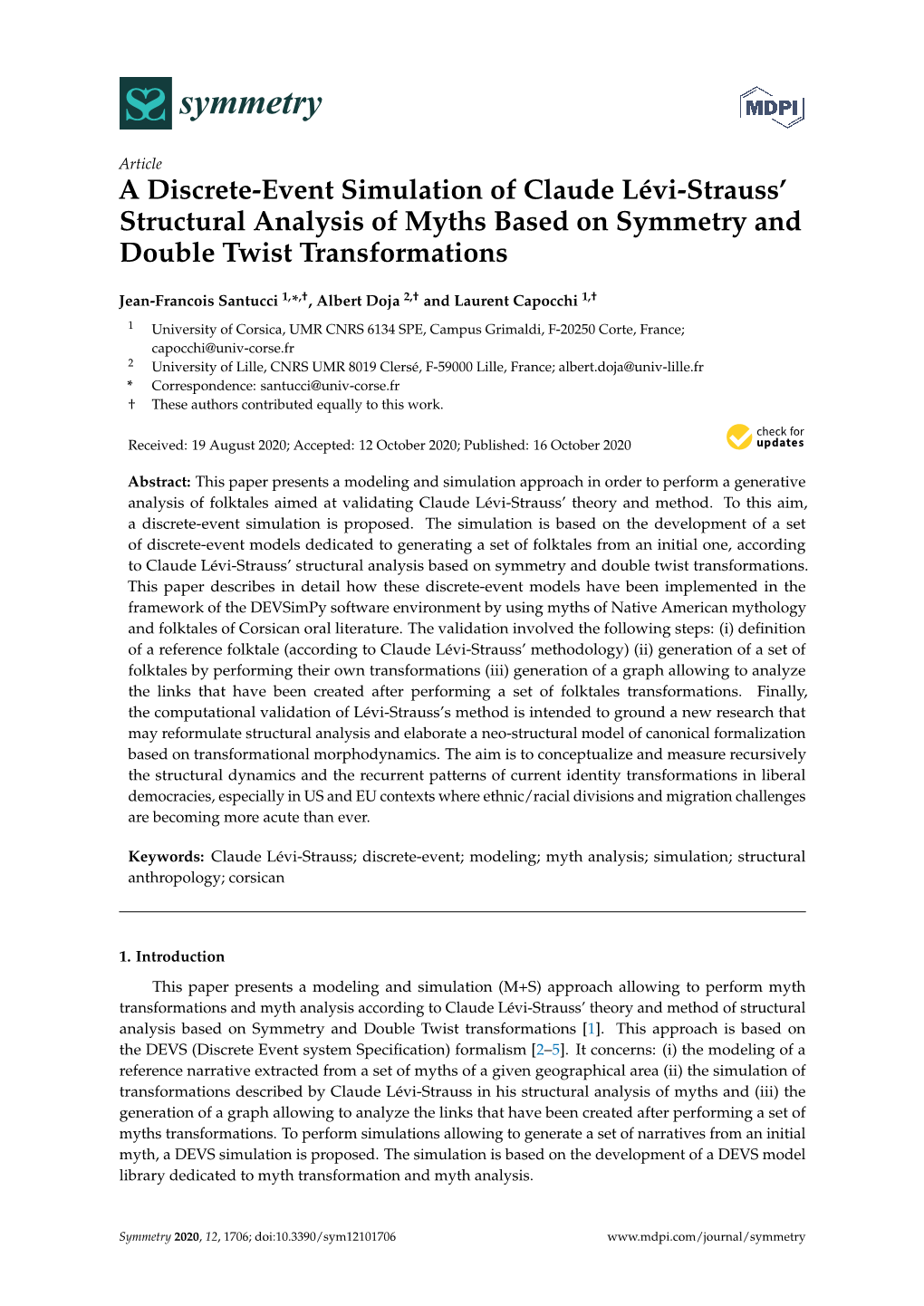 A Discrete-Event Simulation of Claude Lévi-Strauss' Structural Analysis Of