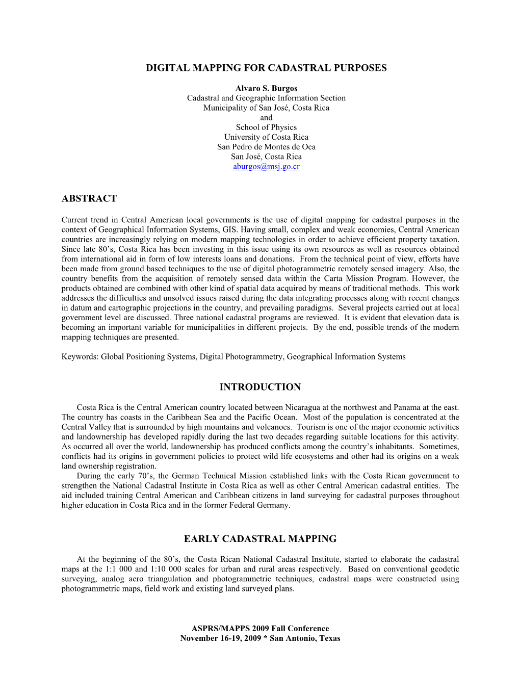 Digital Mapping for Cadastral Purposes