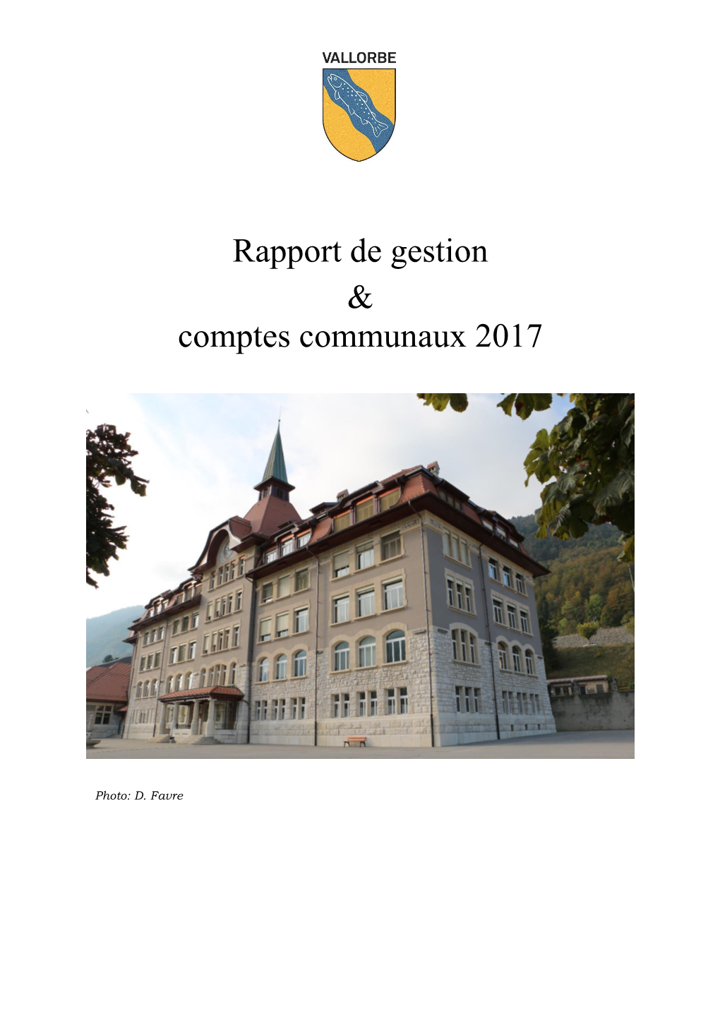 Rapport De Gestion & Comptes Communaux 2017