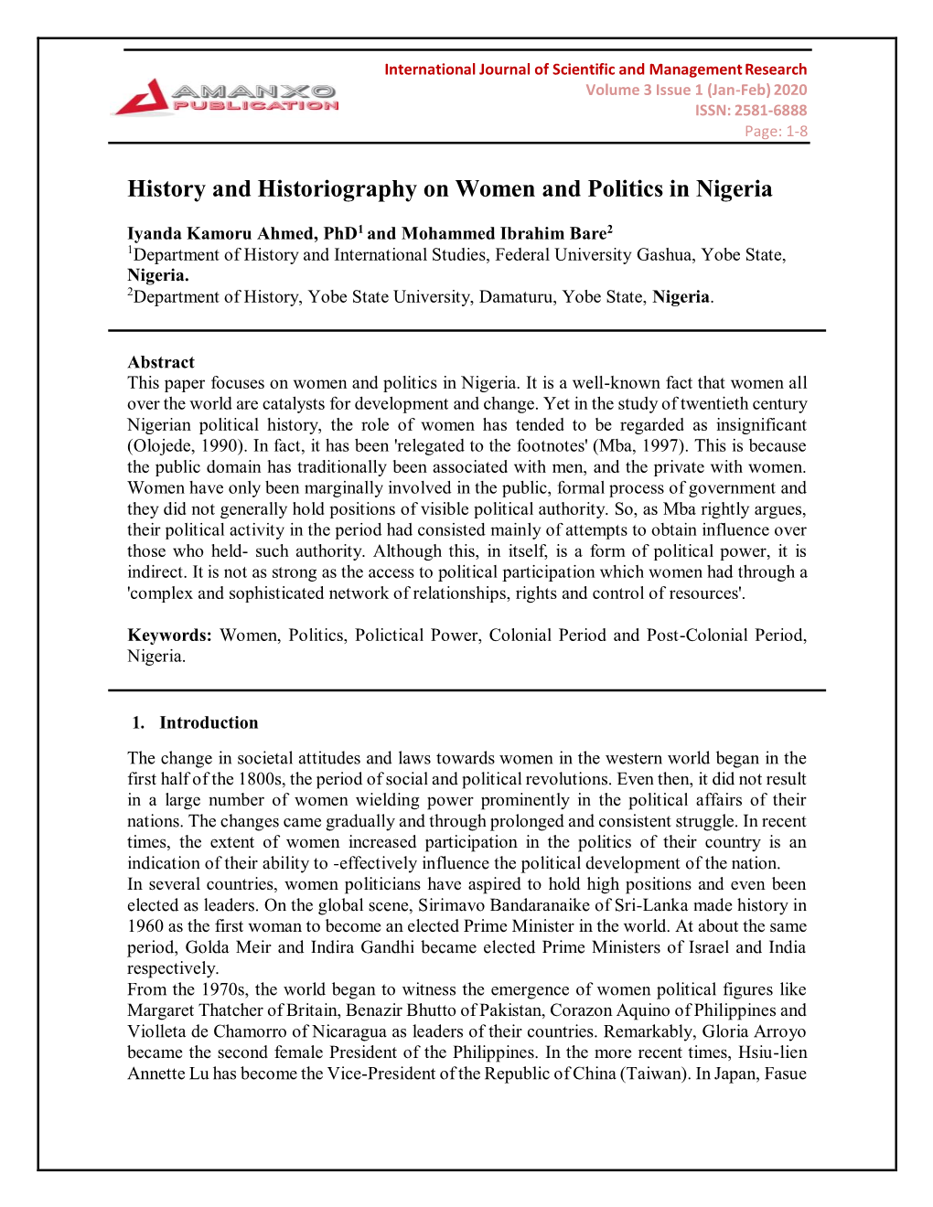 History and Historiography on Women and Politics in Nigeria