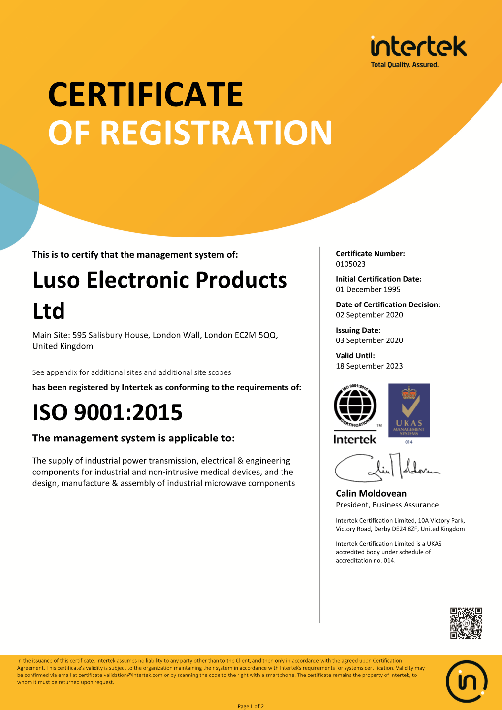 Download ISO 9001 Certificate