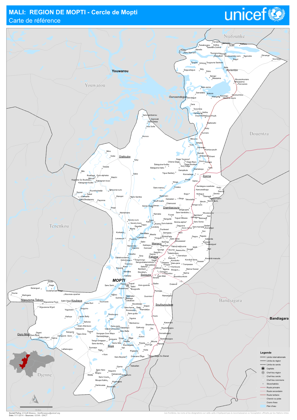 MALI: REGION DE MOPTI - Cercle De Mopti Carte De Référence