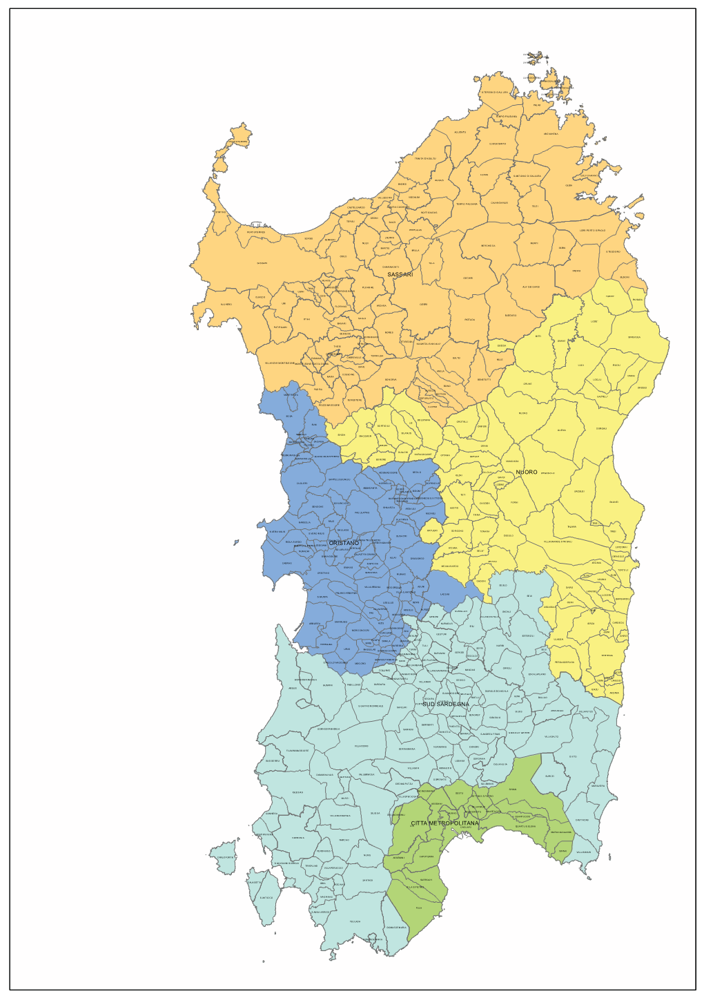 Sassari Nuoro Sud Sardegna Oristano Citta Metropolitana