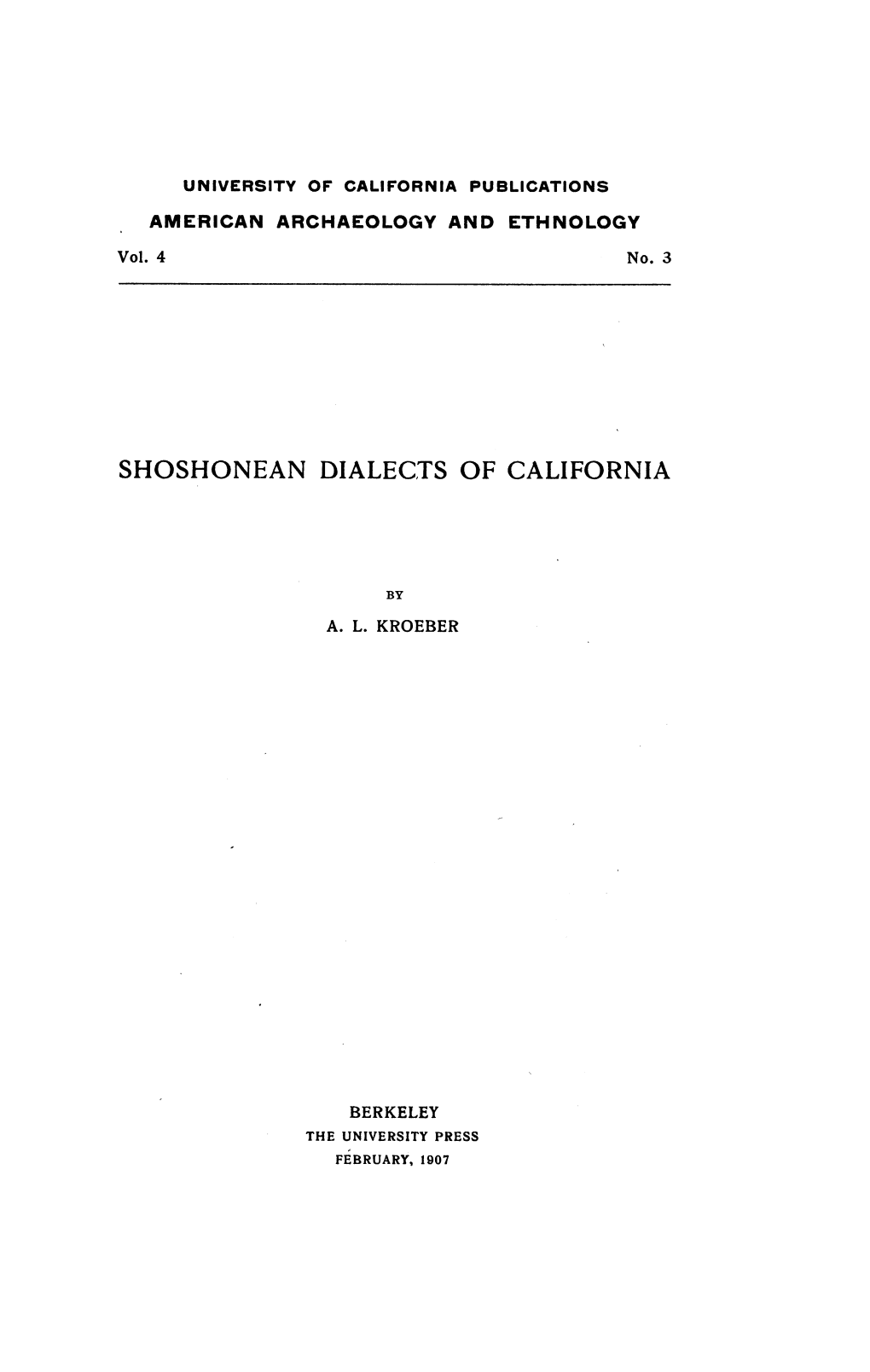 Shoshonean Dialects of California