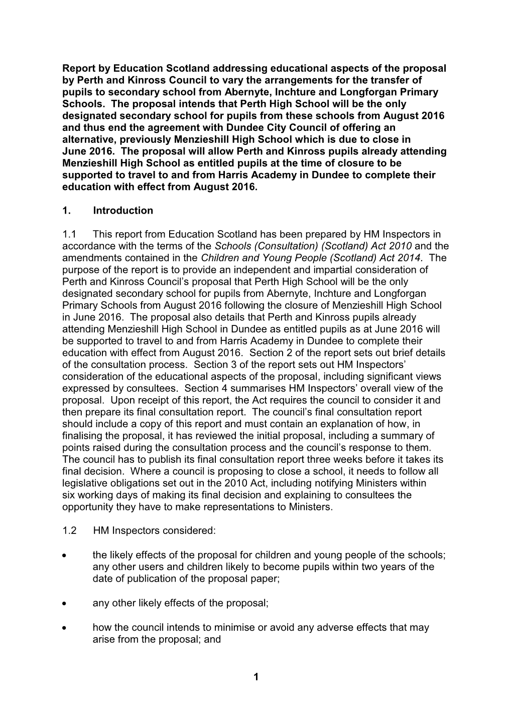 Consulation Report on Abernyte, Inchture and Longforgan Primary