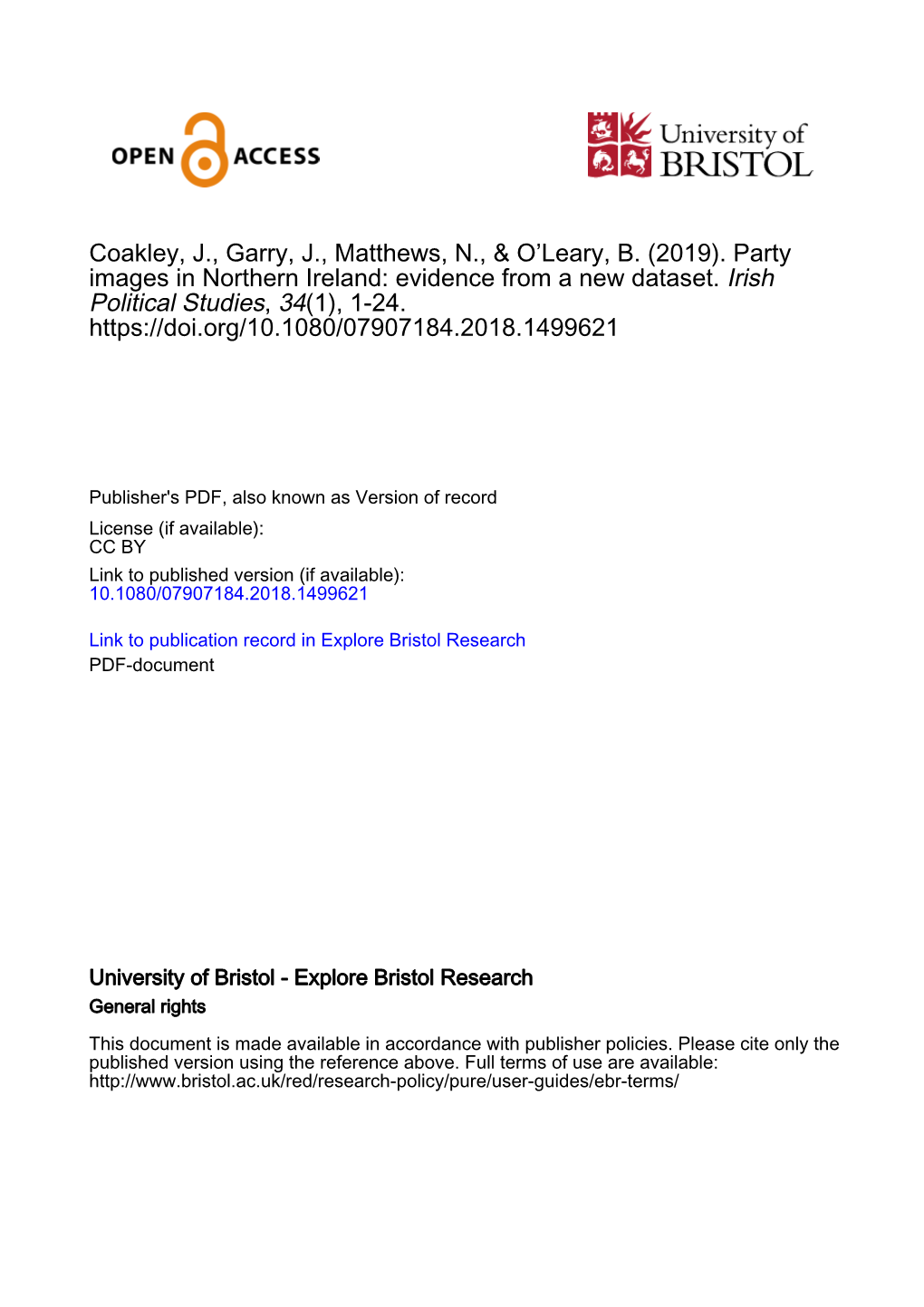 Party Images in Northern Ireland: Evidence from a New Dataset