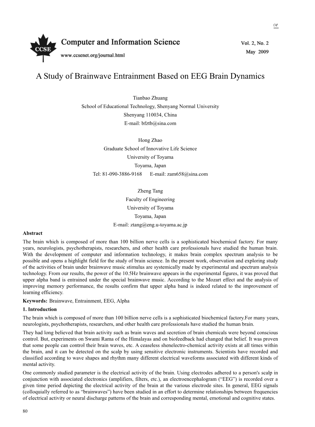 A Study of Brainwave Entrainment Based on EEG Brain Dynamics