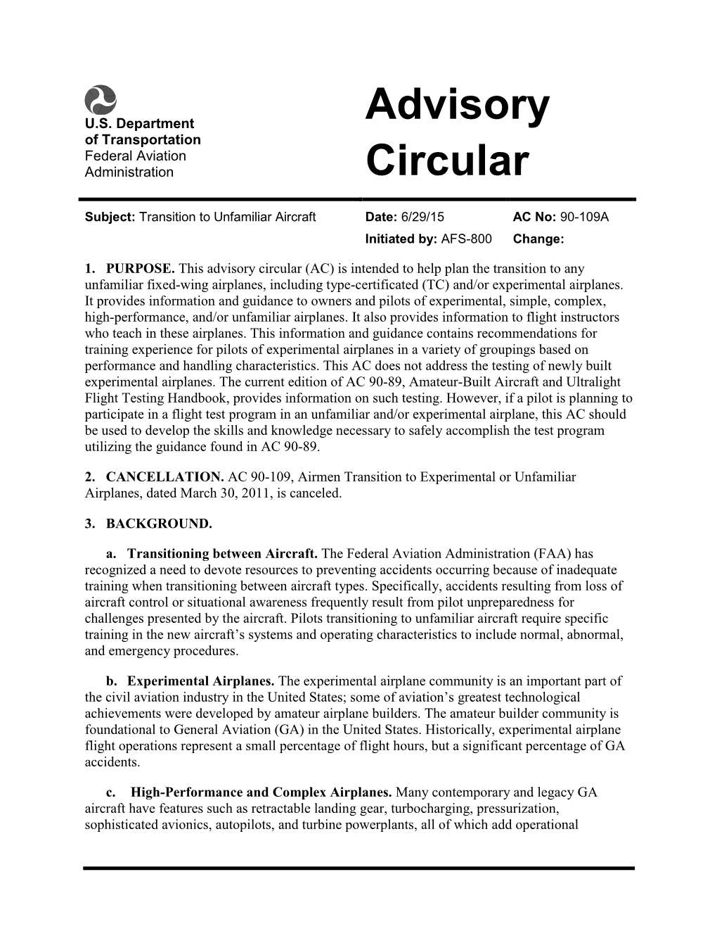 Advisory Circular 90-109A