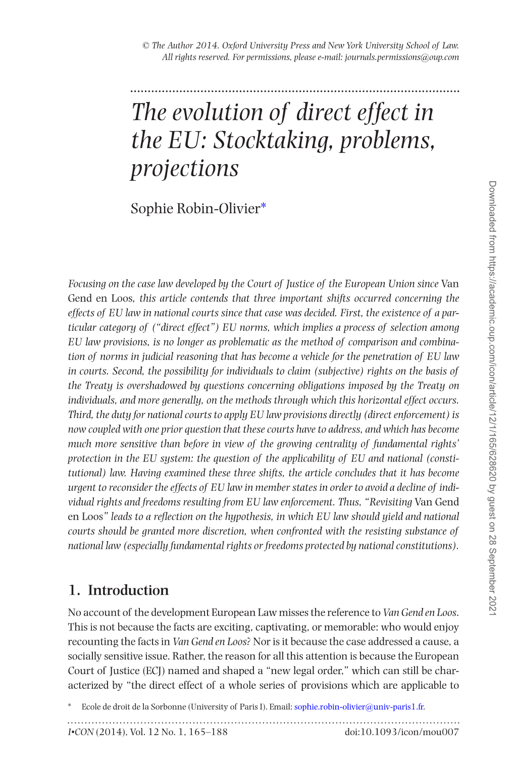 The Evolution of Direct Effect in the EU: Stocktaking, Problems, Projections