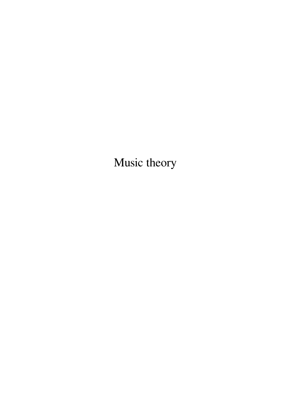 Music Theory Contents