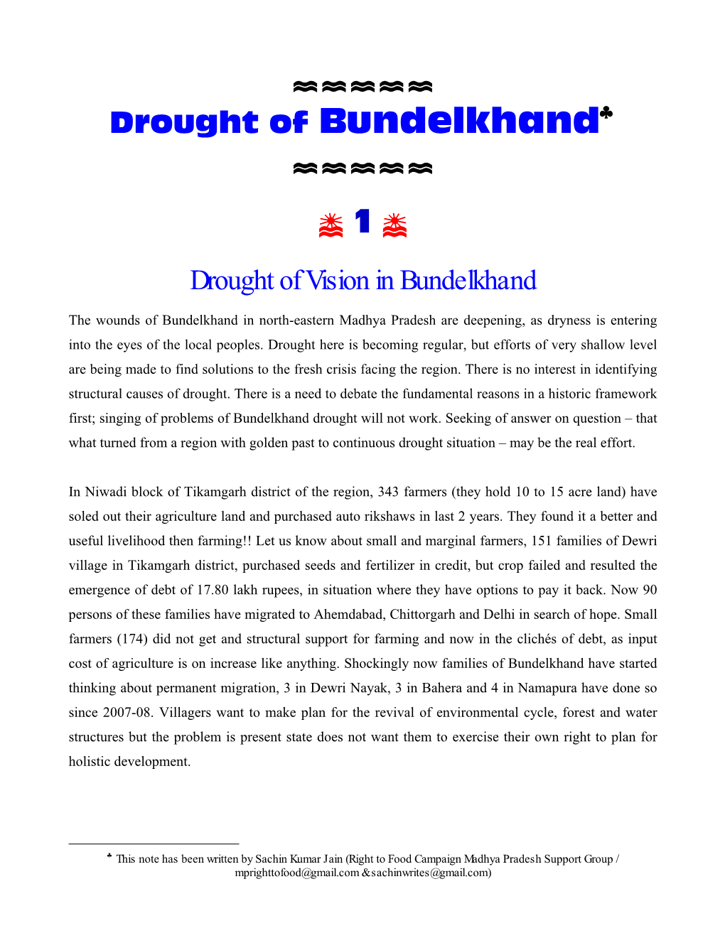 Qqqqq Drought of Bundelkhand Qqqqq R 1 R Drought of Vision In