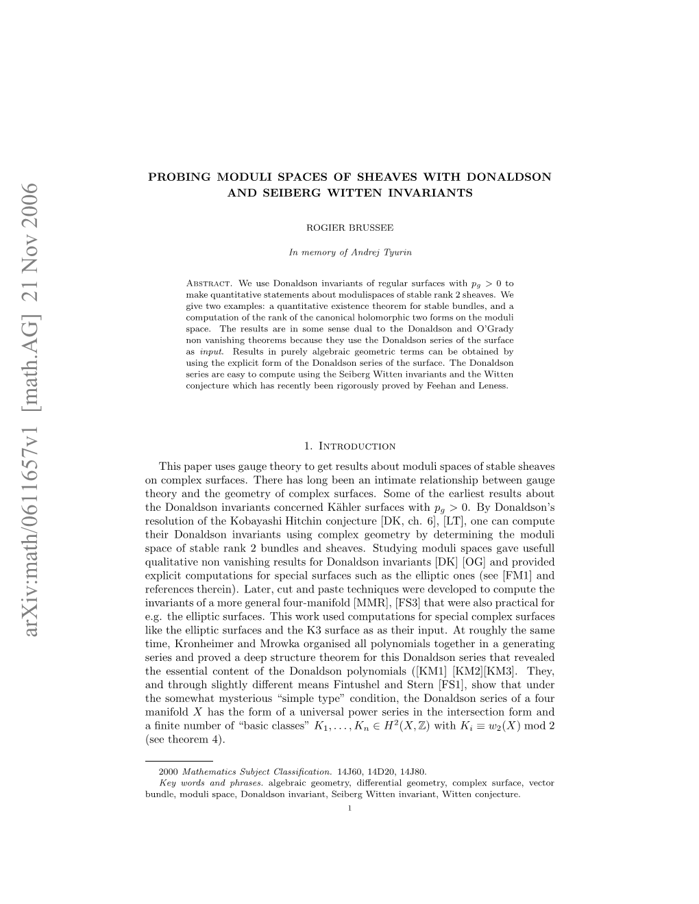 Arxiv:Math/0611657V1 [Math.AG] 21 Nov 2006 Seterm4)