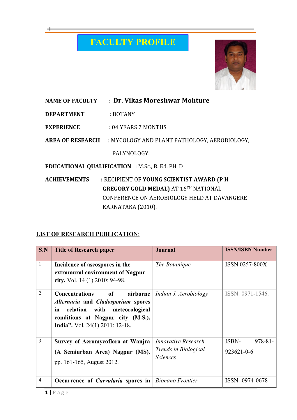 Faculty Profile