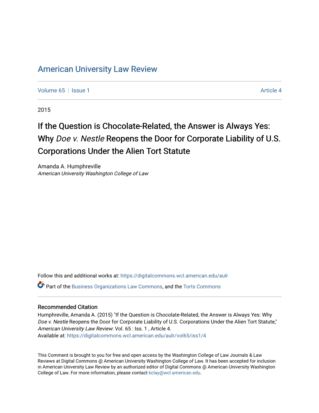 Why Doe V. Nestle Reopens the Door for Corporate Liability of U.S