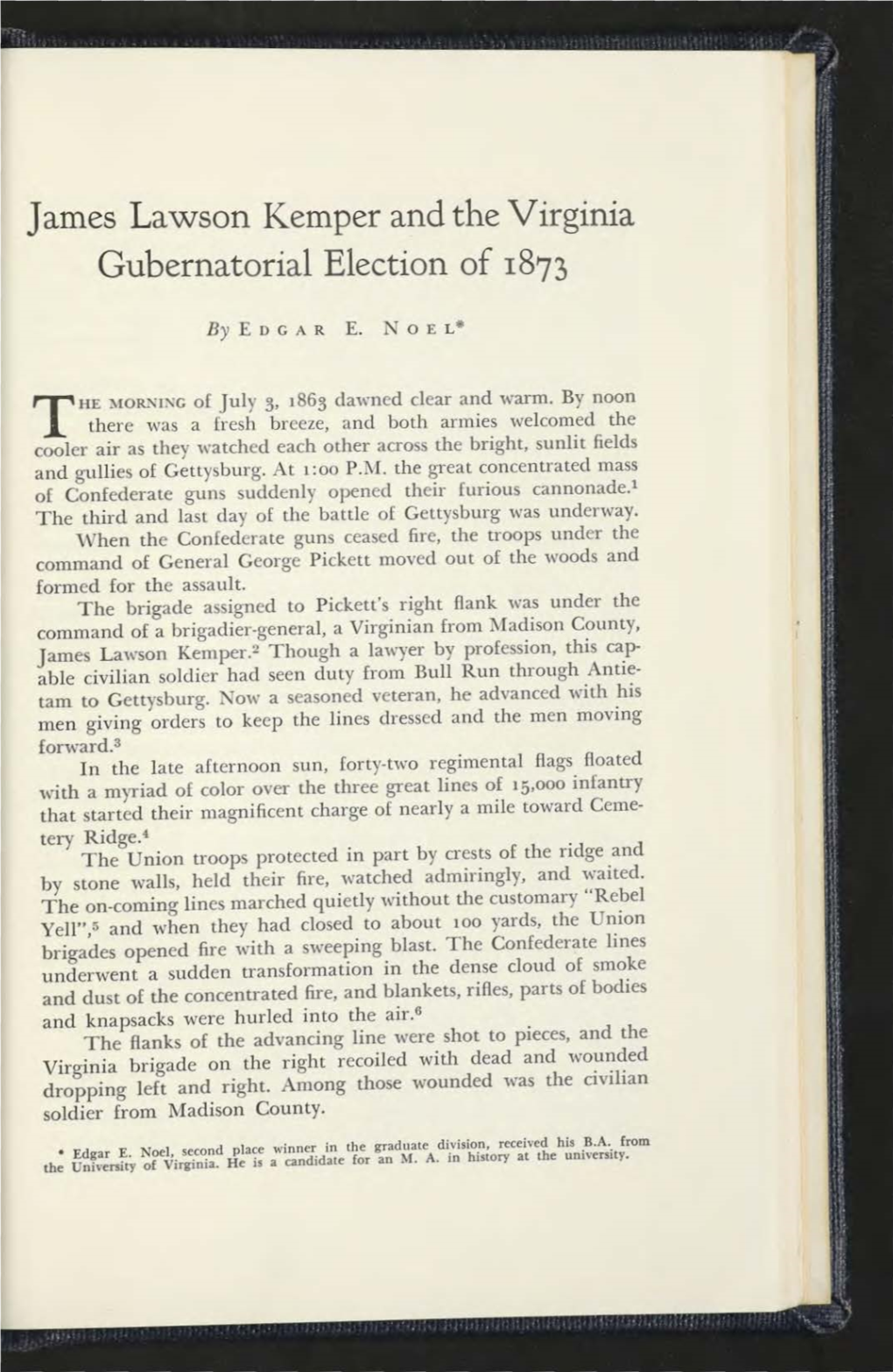 James Lawson Kemper and the Virginia Gubernatorial Election of 1873