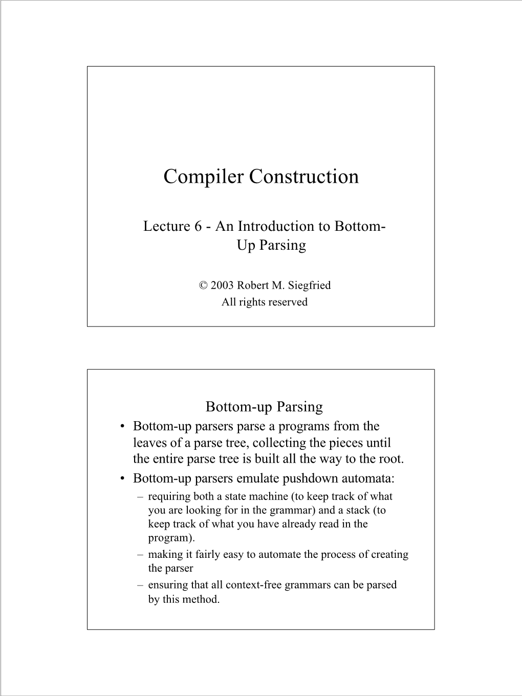 Compiler Construction