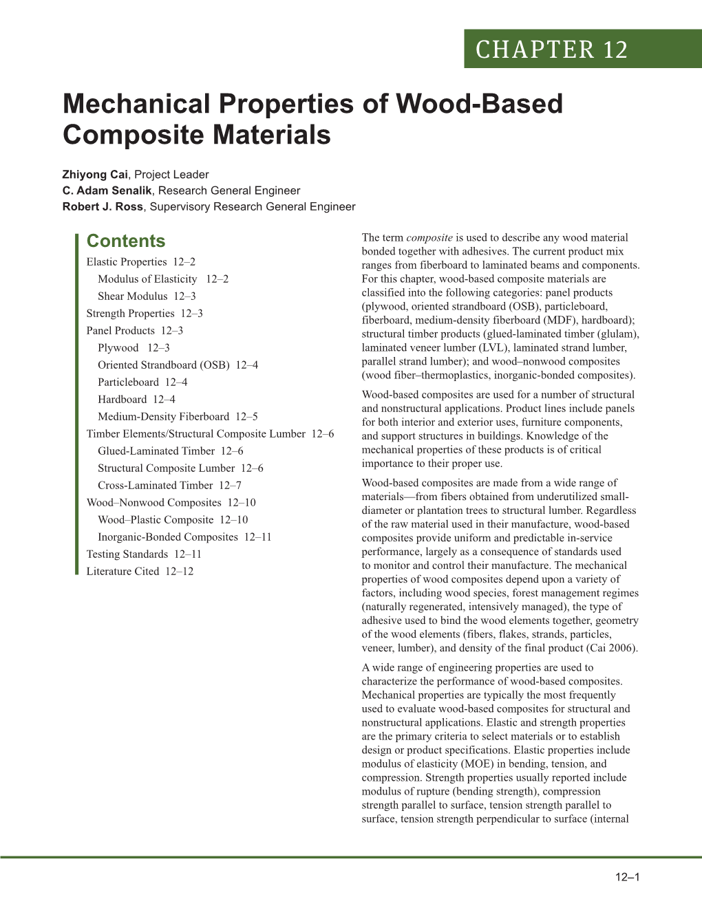 Mechanical Properties of Wood-Based Composite Materials