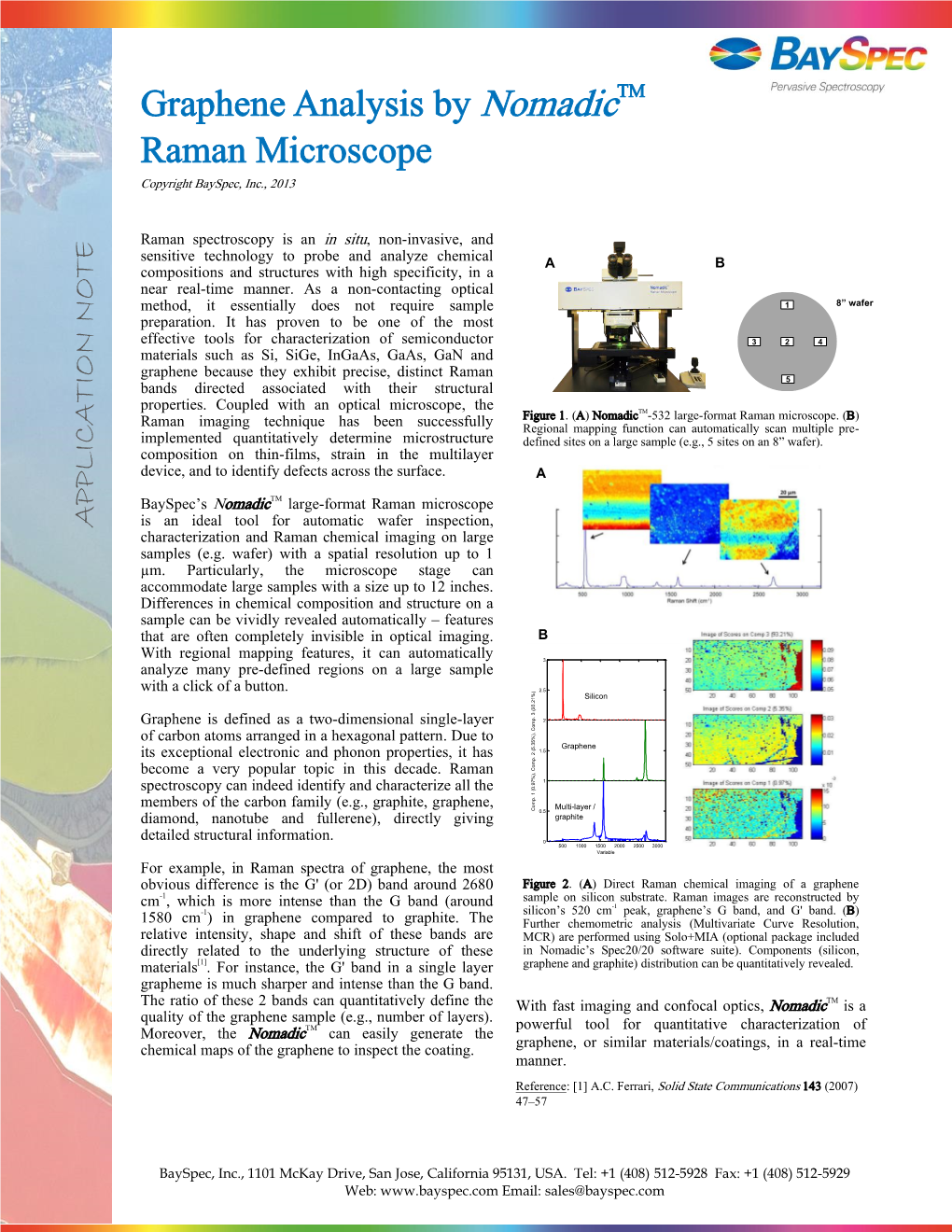 Graphene Analysis by Nomadictm Raman Microscope Copyright Bayspec, Inc., 2013