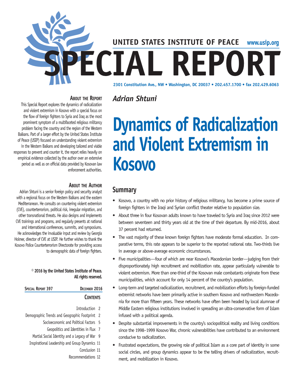 Dynamics of Radicalization and Violent Extremism in Kosovo