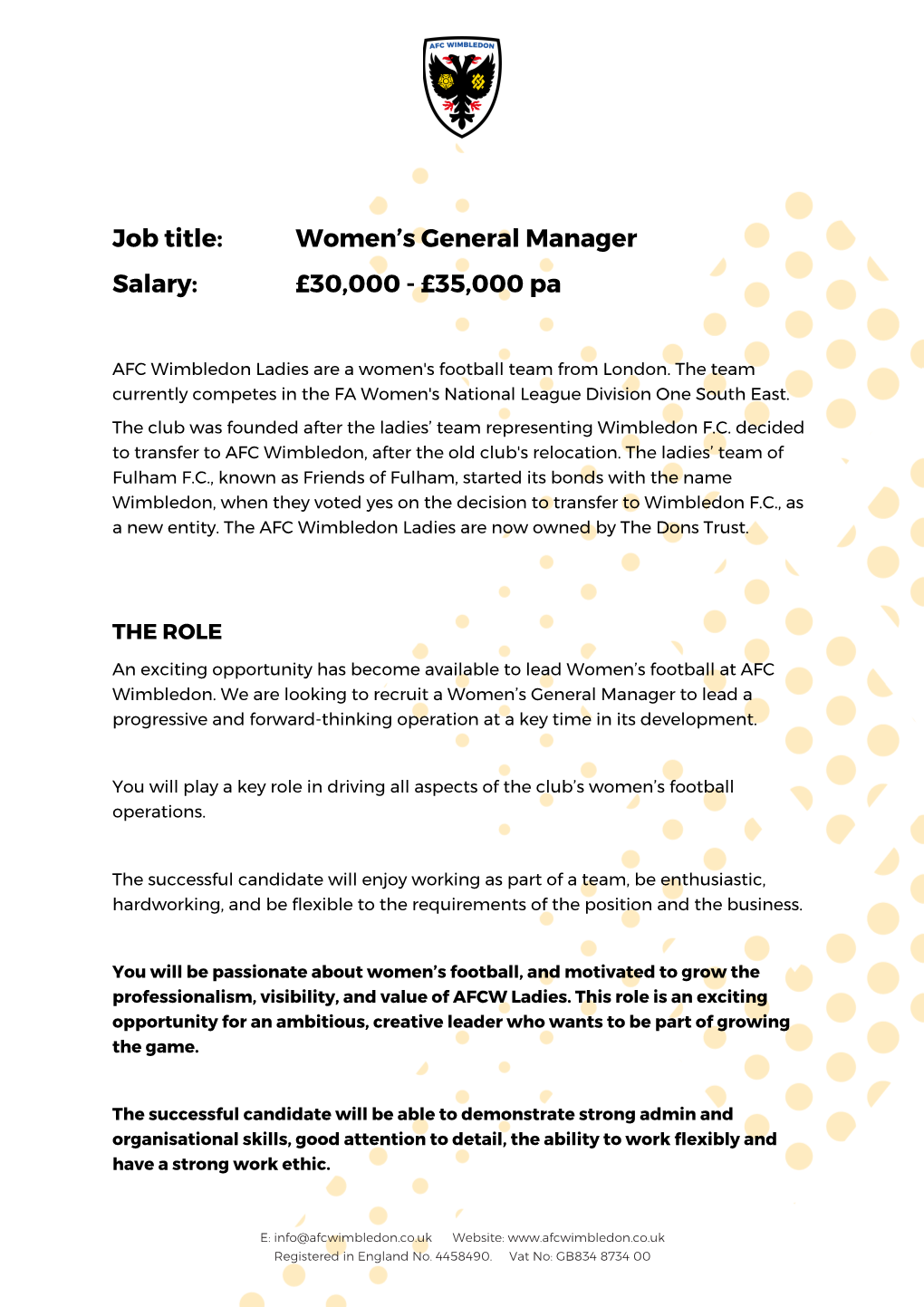 Job Title: Women's General Manager Salary