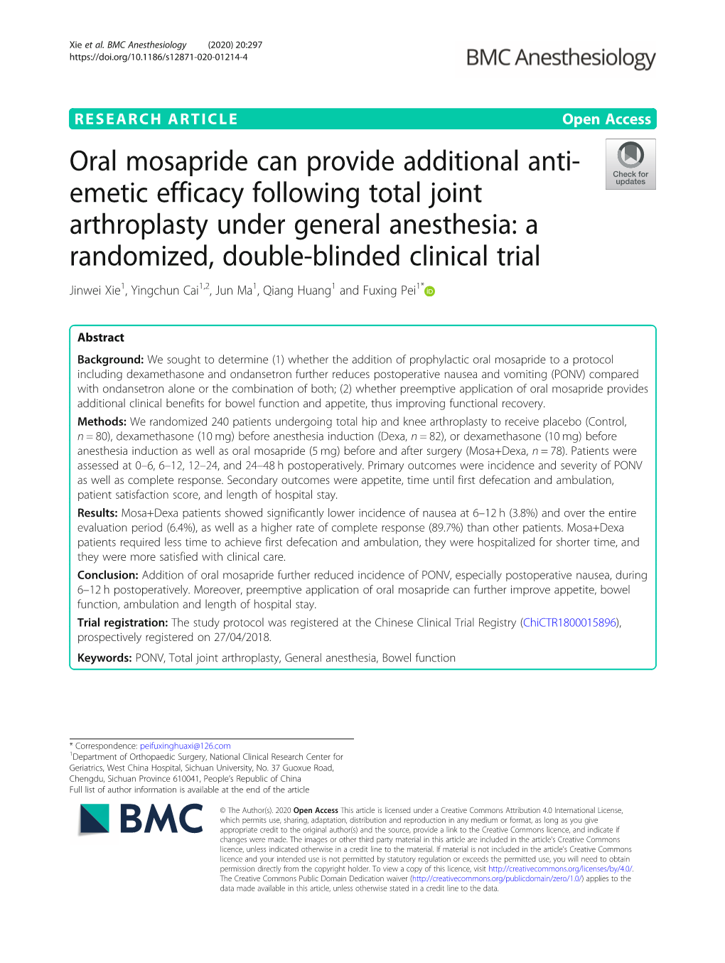 Oral Mosapride Can Provide Additional Anti-Emetic