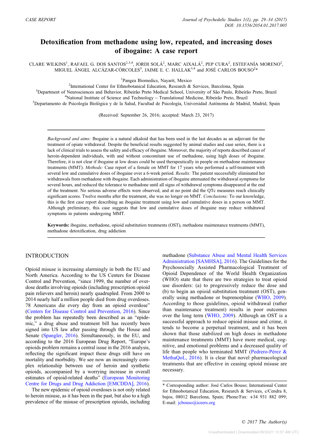 Detoxification from Methadone Using Low, Repeated, and Increasing