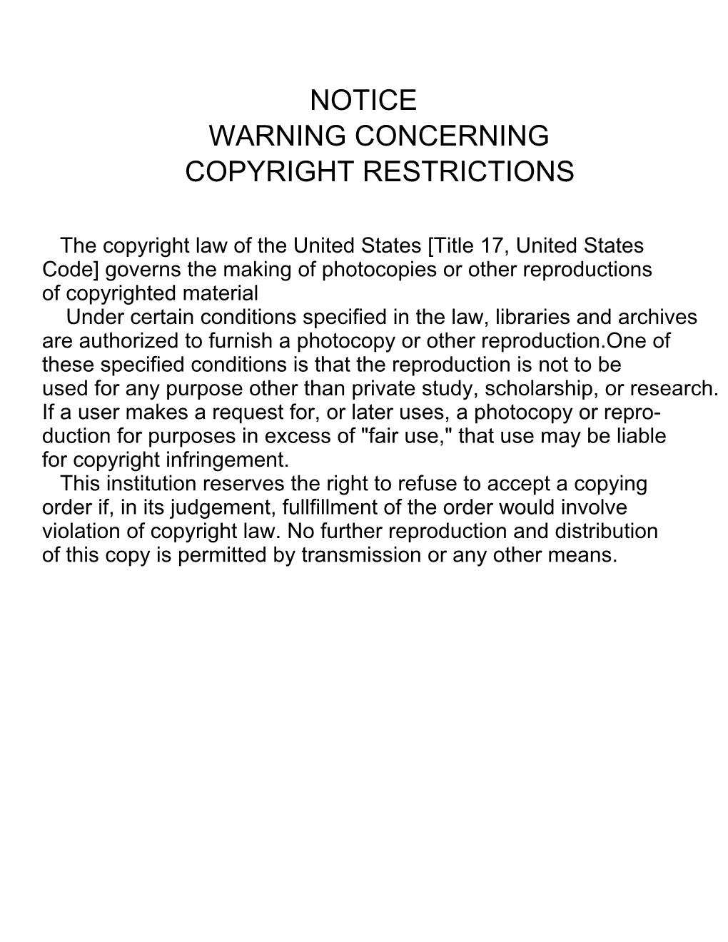 Notice Warning Concerning Copyright Restrictions