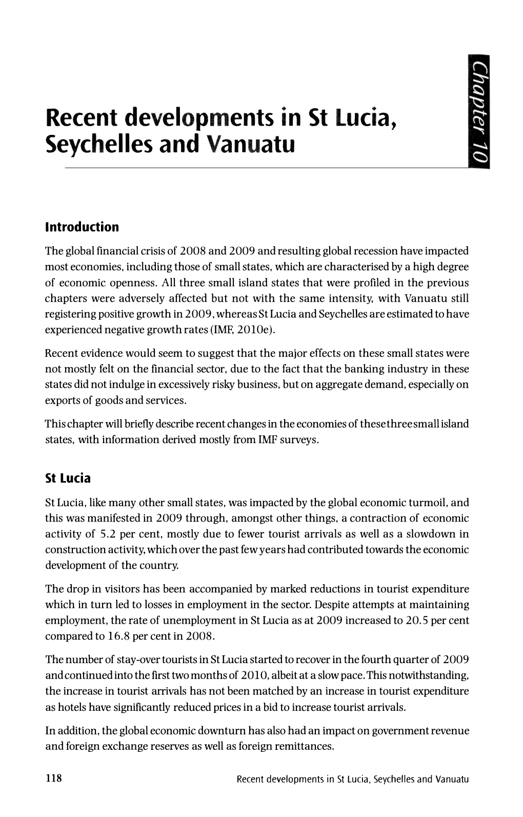 Recent Developments in St Lucia, Seychelles and Vanuatu