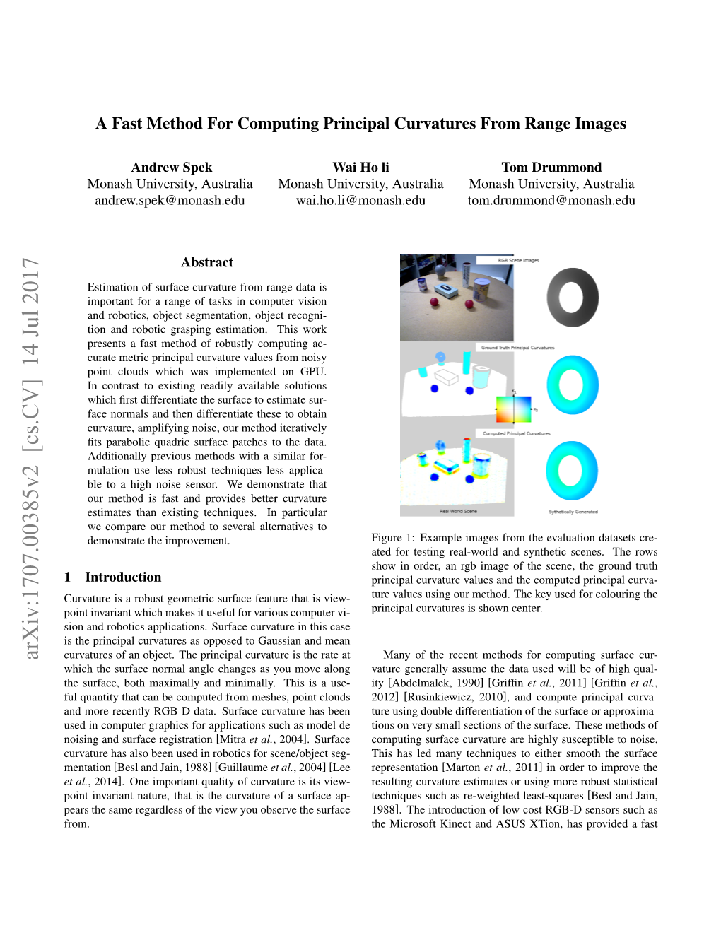 A Fast Method for Computing Principal Curvatures from Range Images