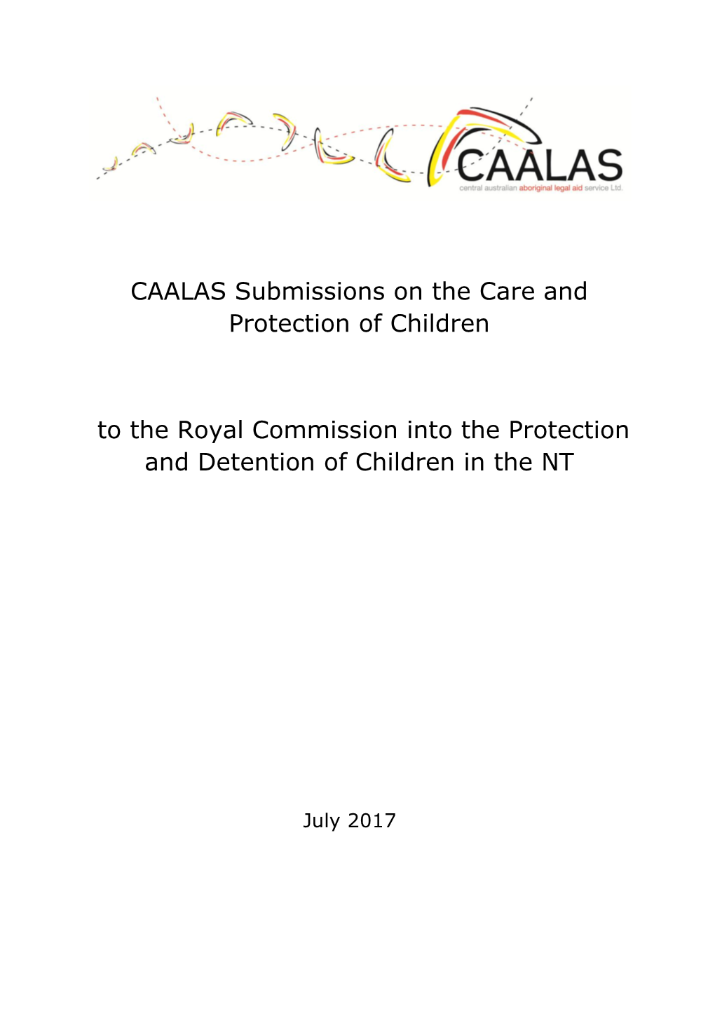 CAALAS Submissions on the Care and Protection of Children