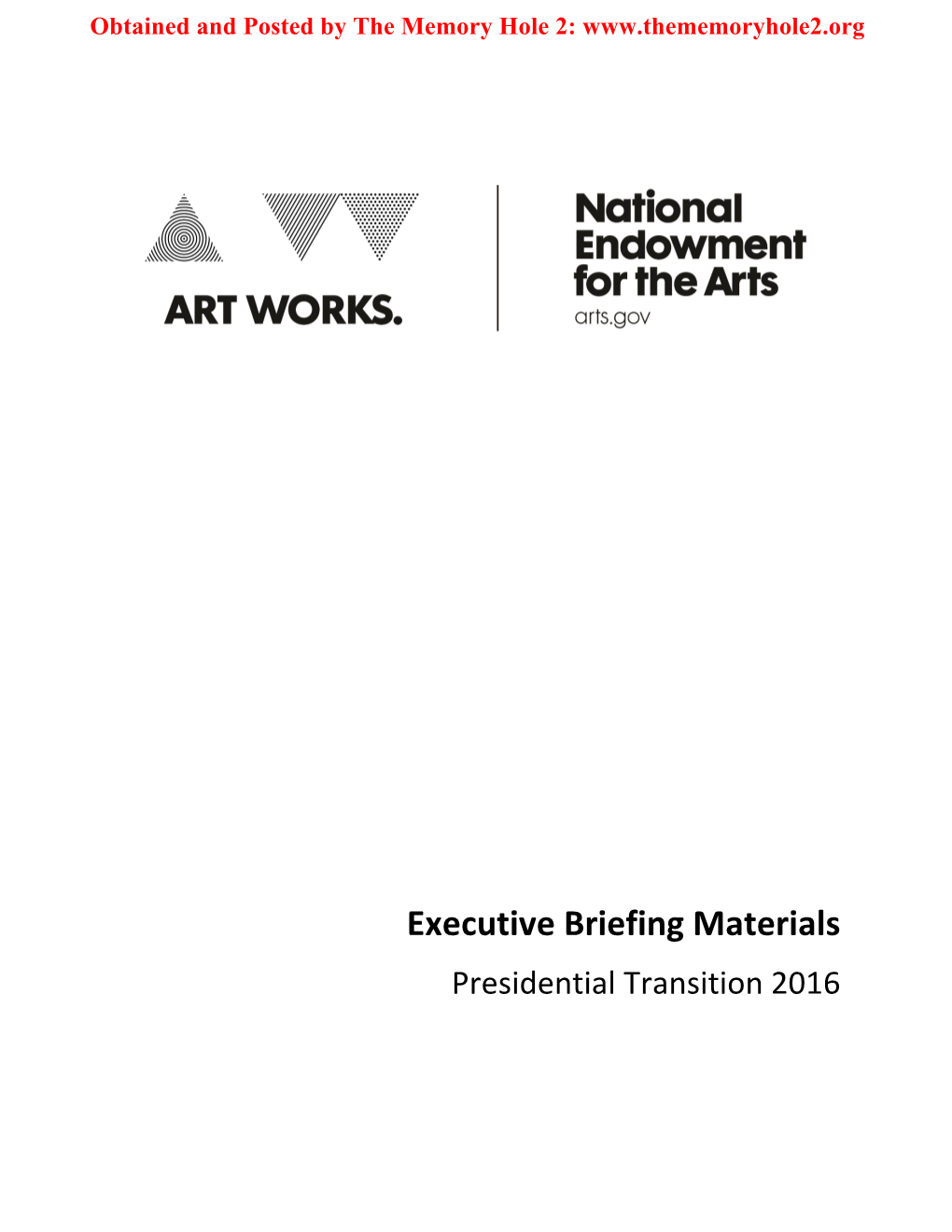 Executive Briefing Materials Presidential Transition 2016