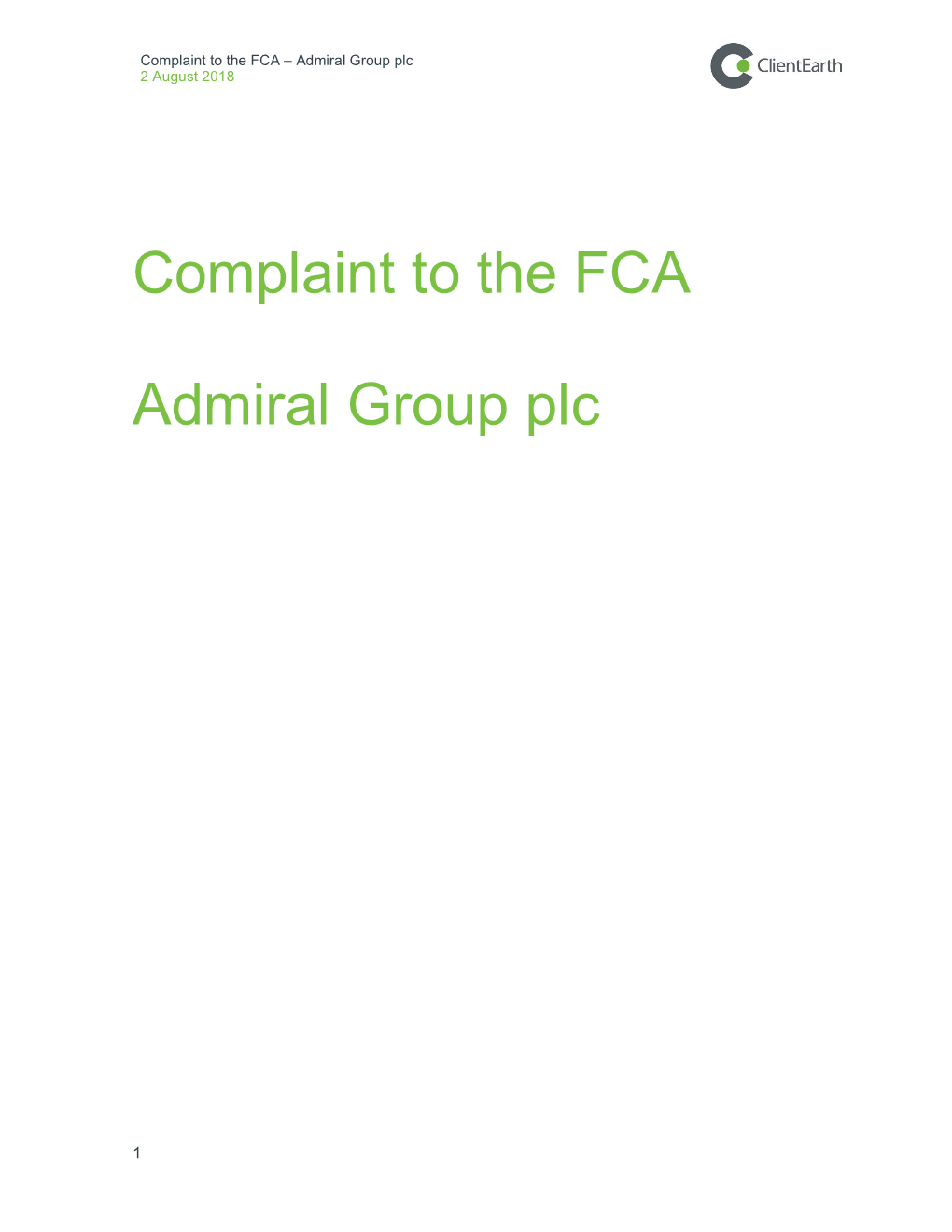 Complaint to the FCA Admiral Group