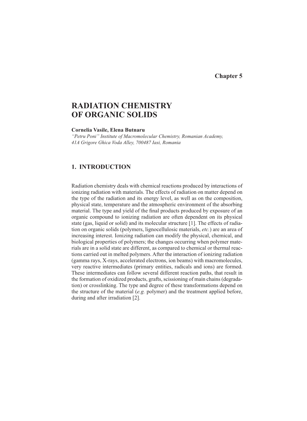 Radiation Chemistry of Organic Solids