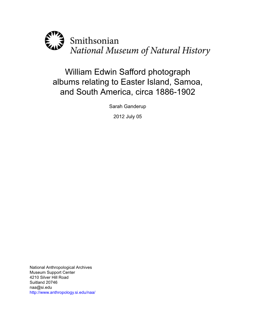 William Edwin Safford Photograph Albums Relating to Easter Island, Samoa, and South America, Circa 1886-1902