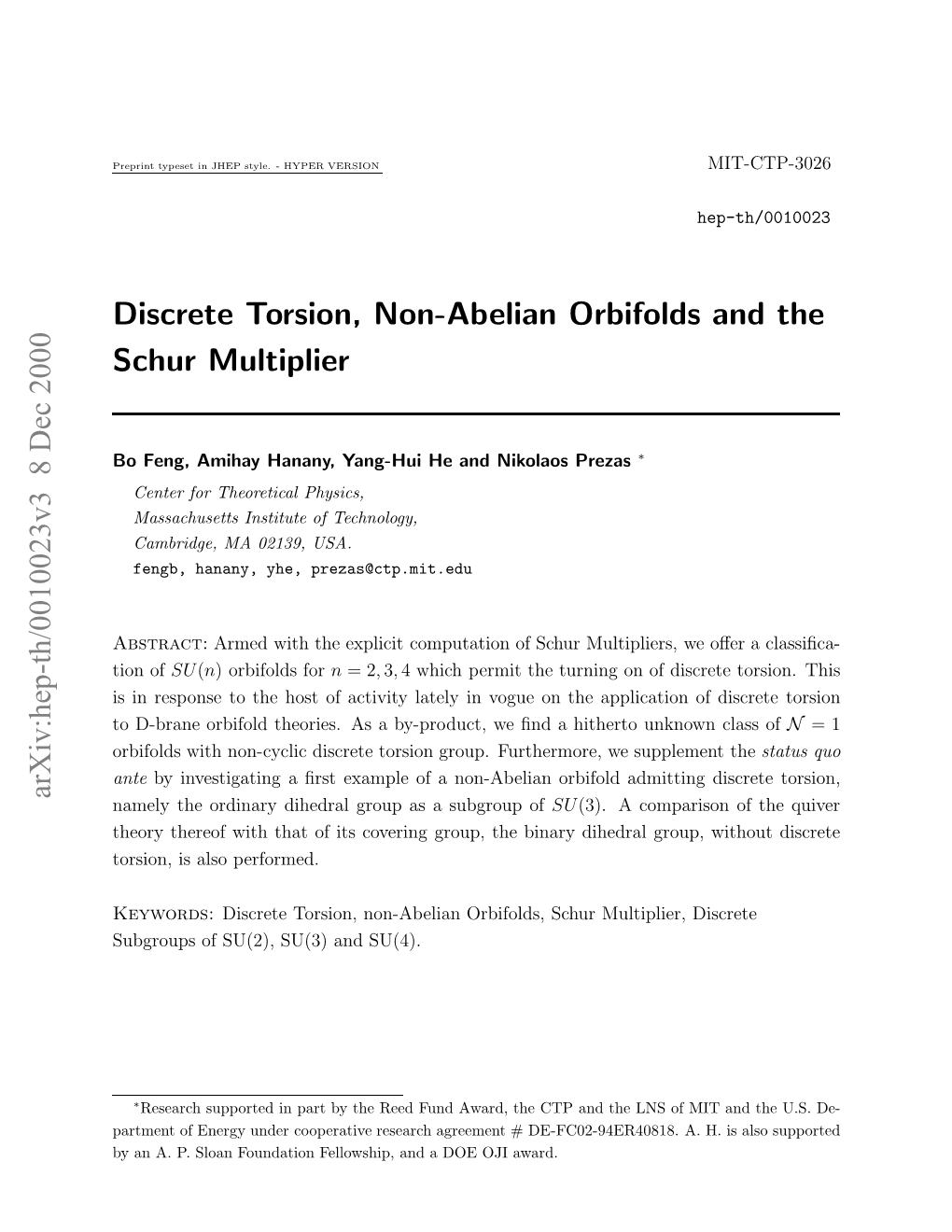 Discrete Torsion, Non-Abelian Orbifolds and the Schur Multiplier