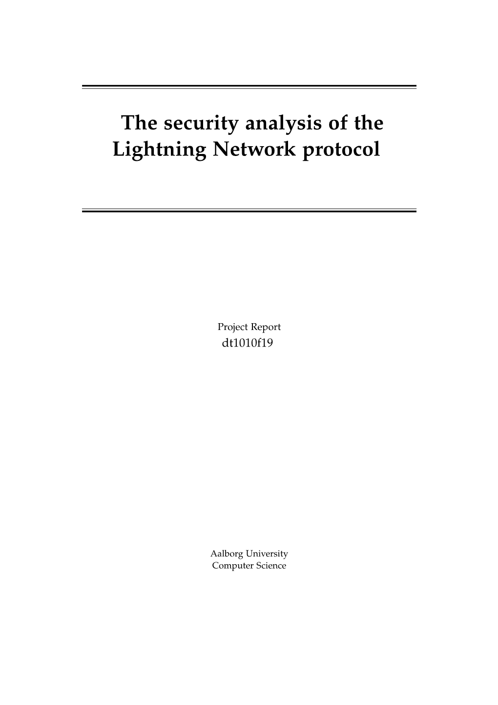 The Security Analysis of the Lightning Network Protocol