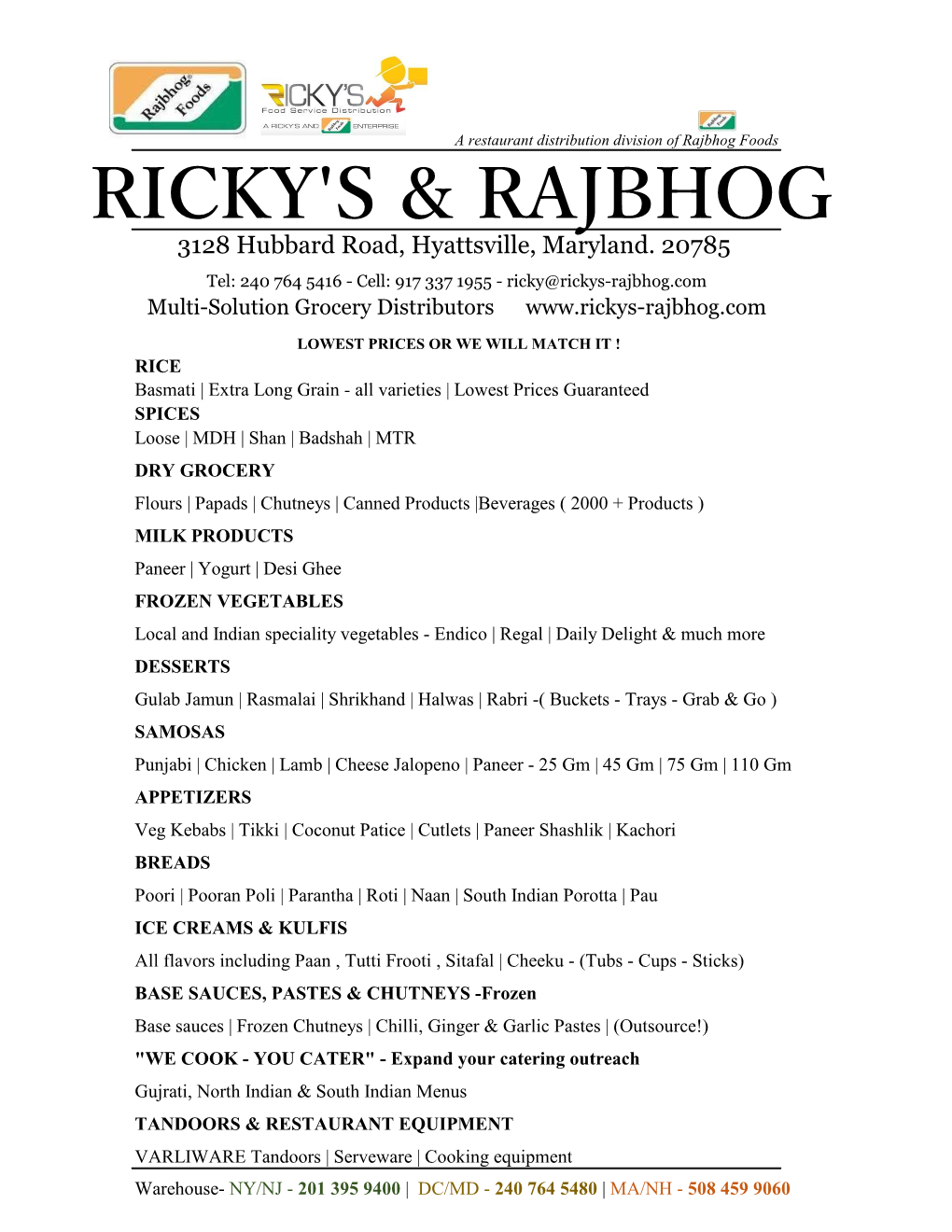 Ricky's & Rajbhog
