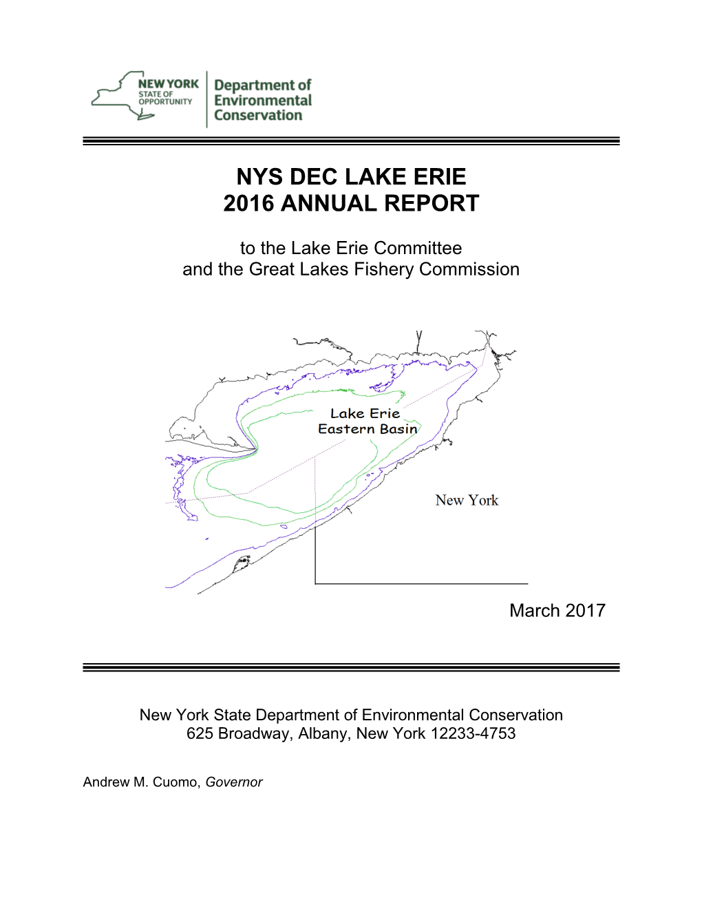 NYSDEC Lake Erie 2016 Annual Report