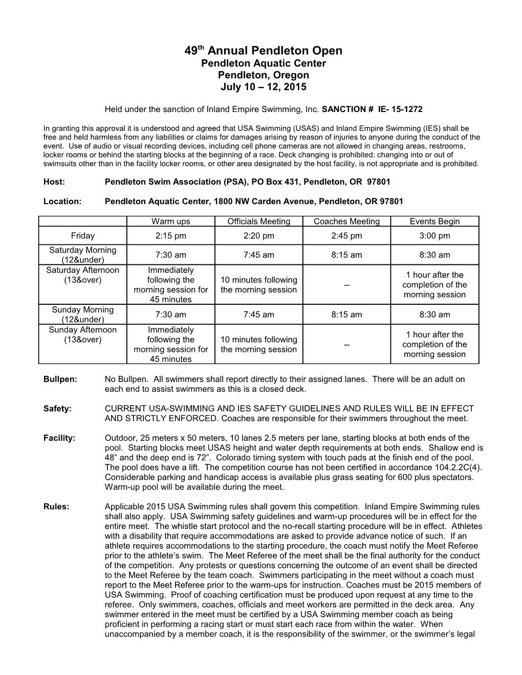 49Th Annual Pendleton Open