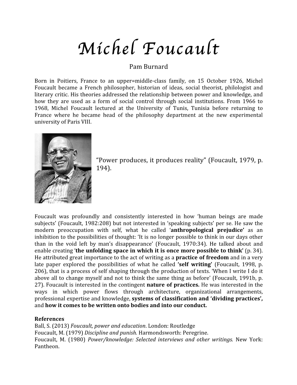 Michel Foucault Pam Burnard