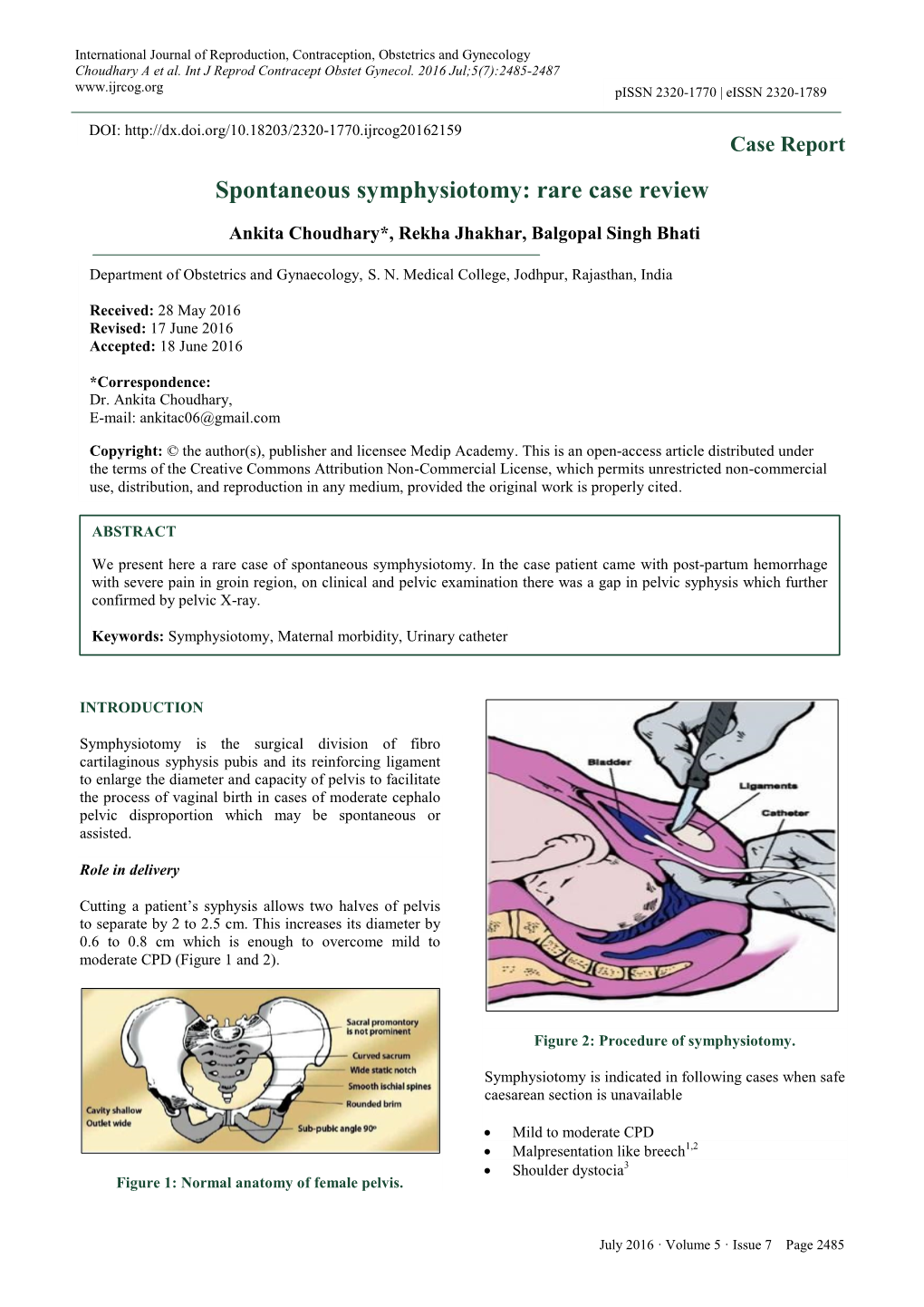 Spontaneous Symphysiotomy: Rare Case Review