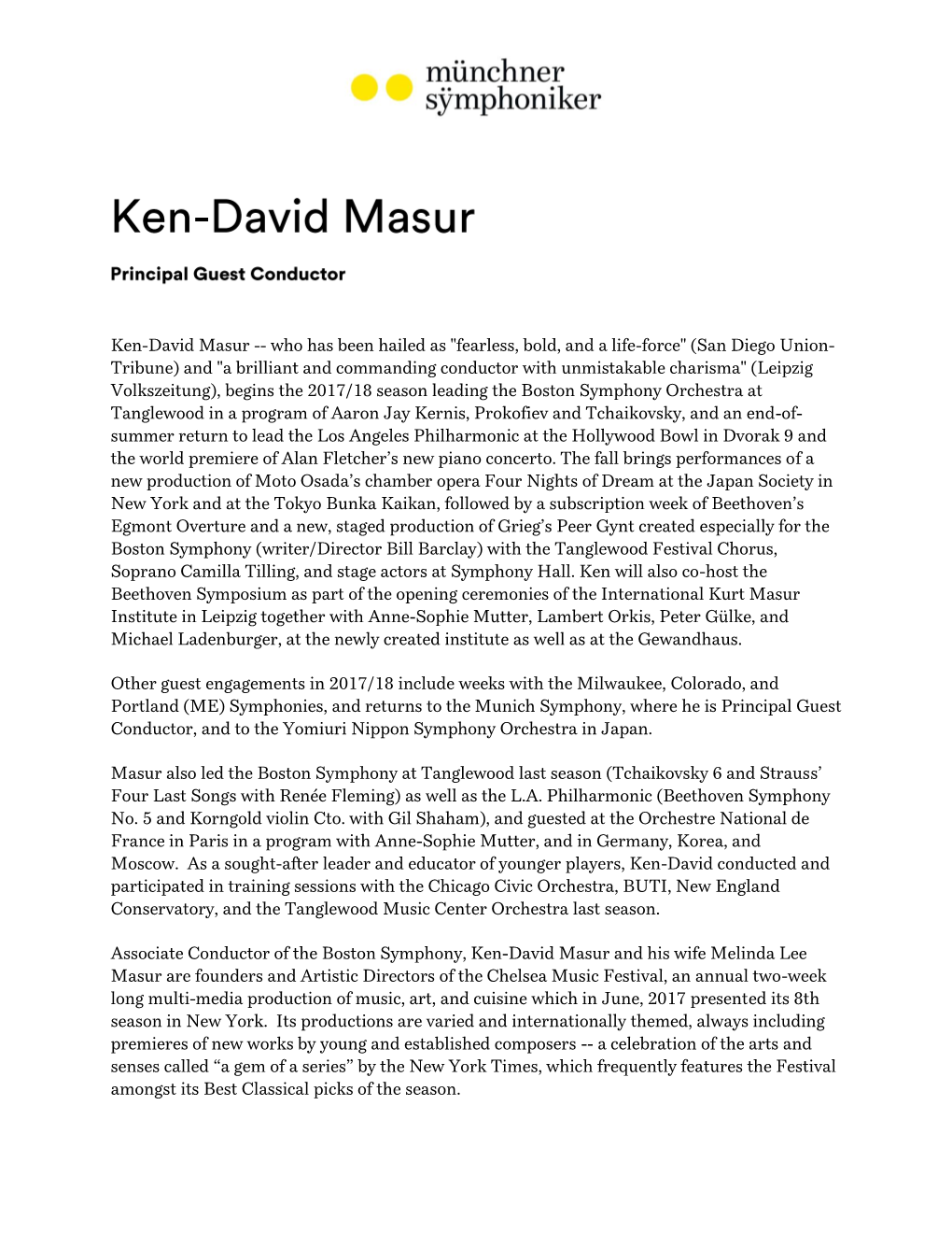 Ken-David Masur -- Who Has Been Hailed As "Fearless, Bold, and a Life