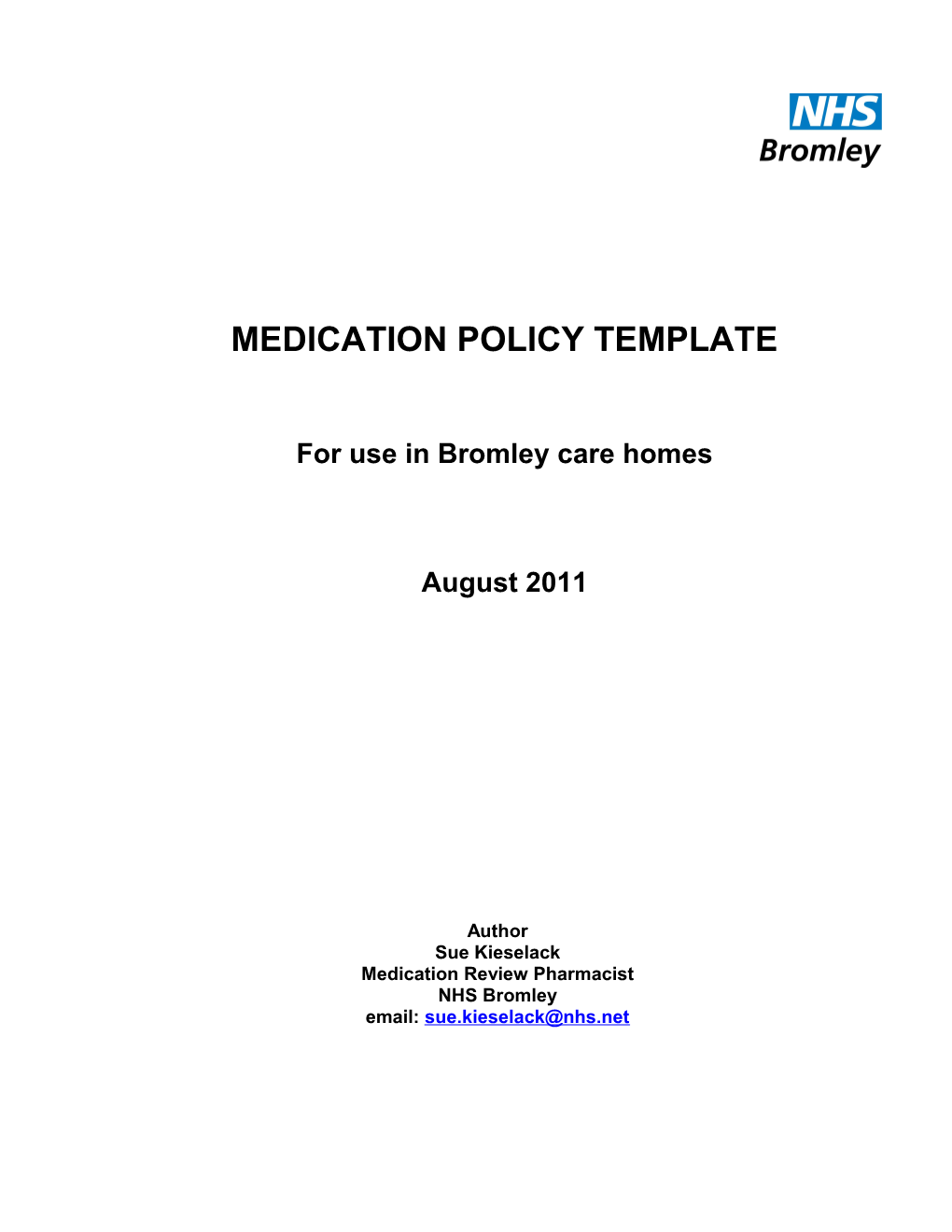 RESI ONLY - CCG Medication Policy Template - Aug 11