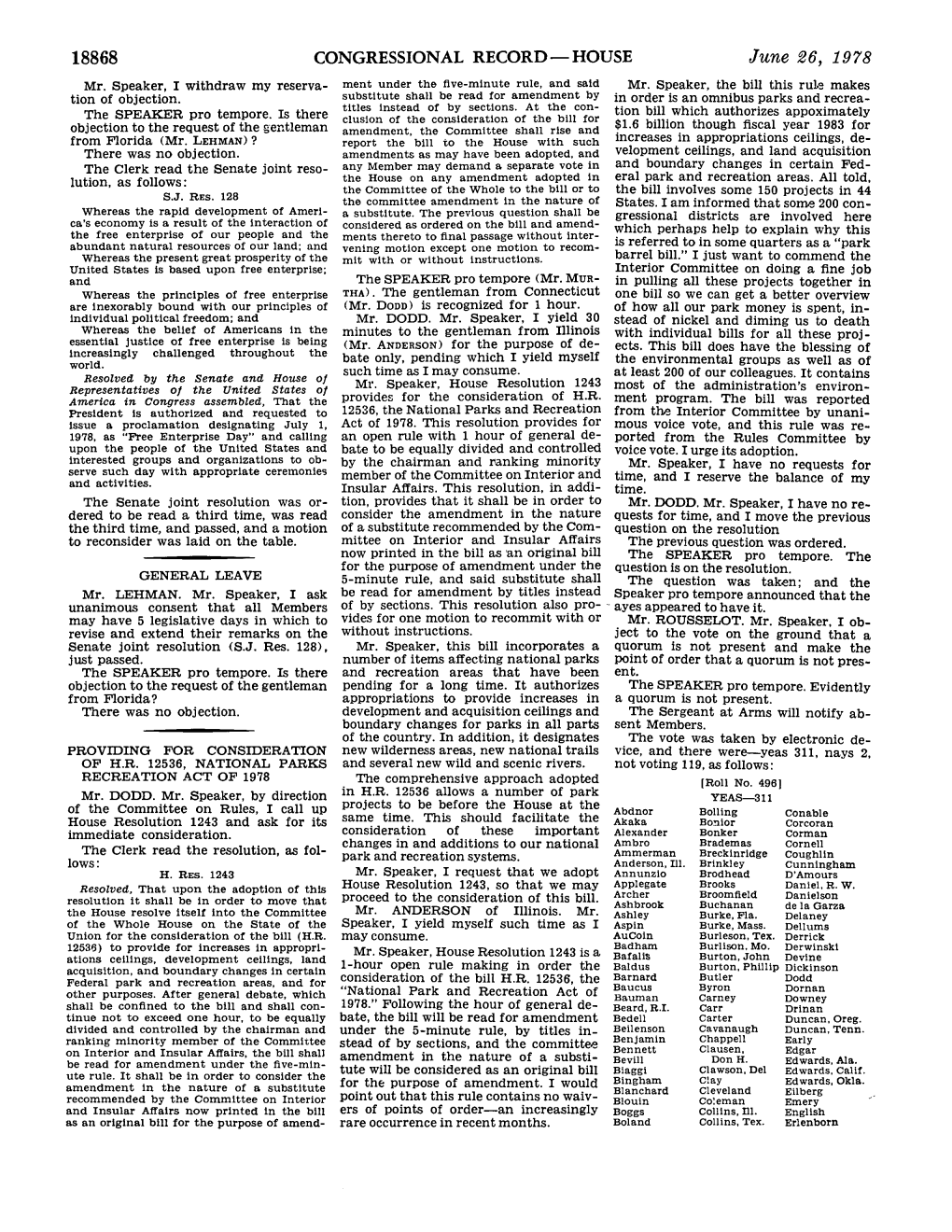 HR 12536, Congressional Record for the House, June 26, 1978