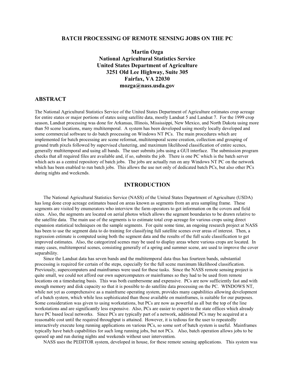 BATCH PROCESSING of REMOTE SENSING JOBS on the PC Martin