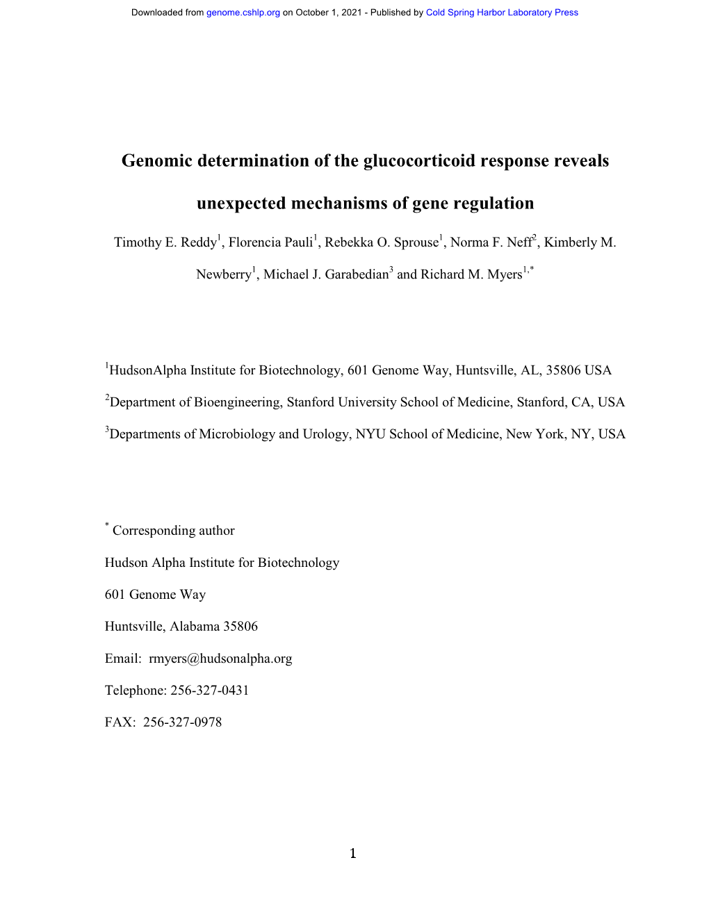 Genomic Determination of the Glucocorticoid Response Reveals