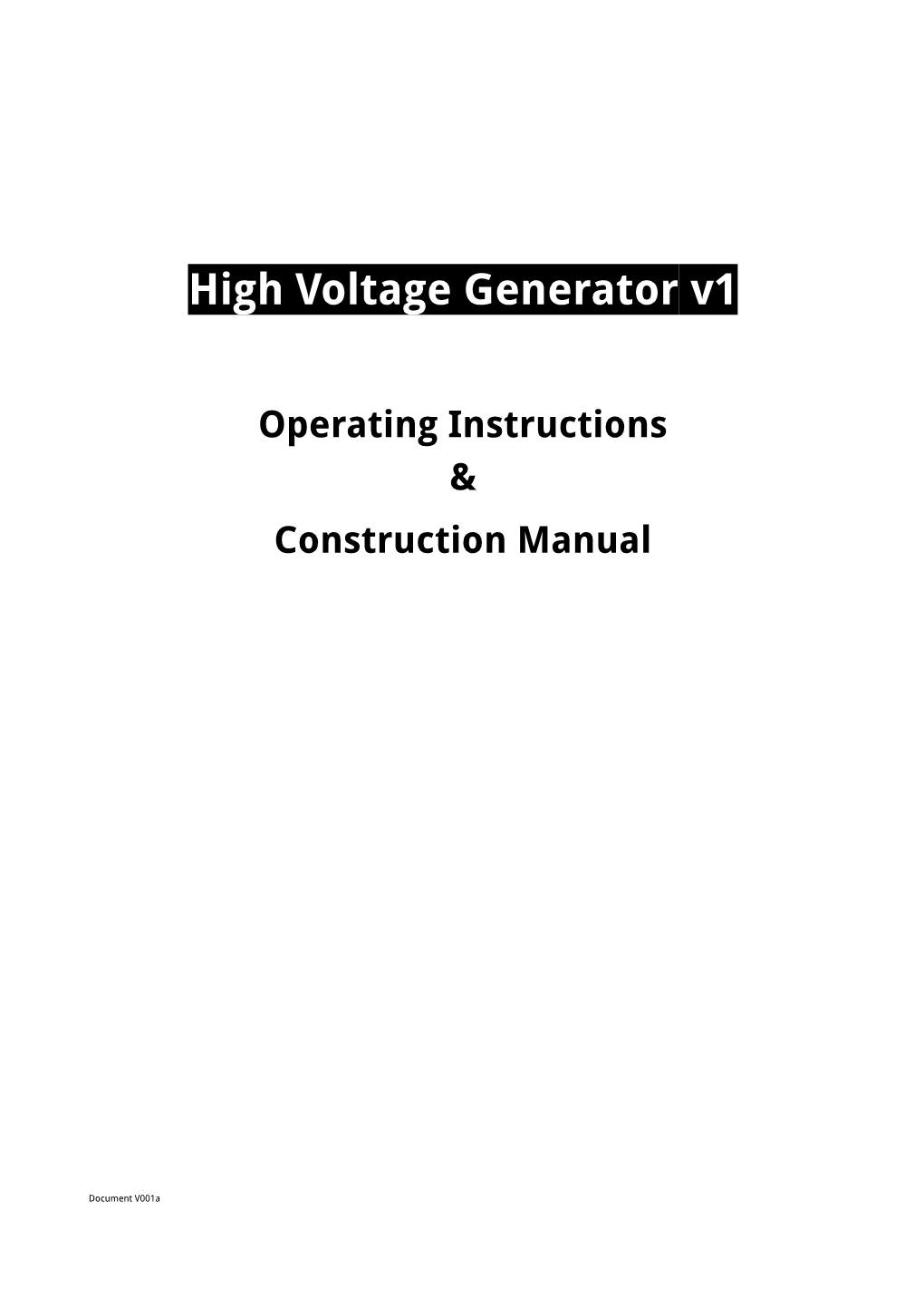 High Voltage Generator V1