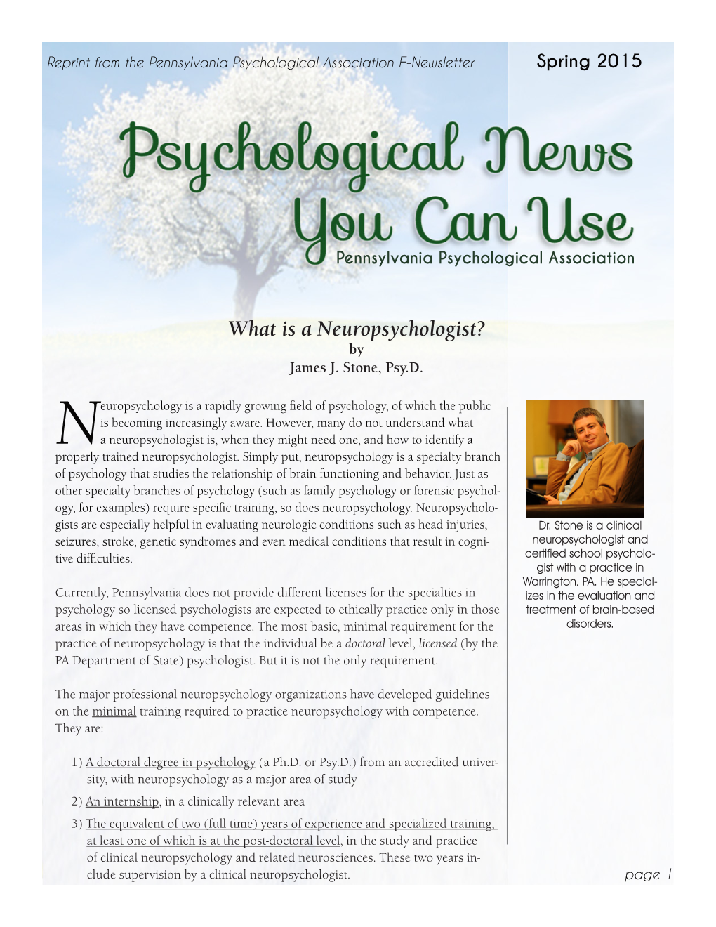 What Is a Neuropsychologist? by James J