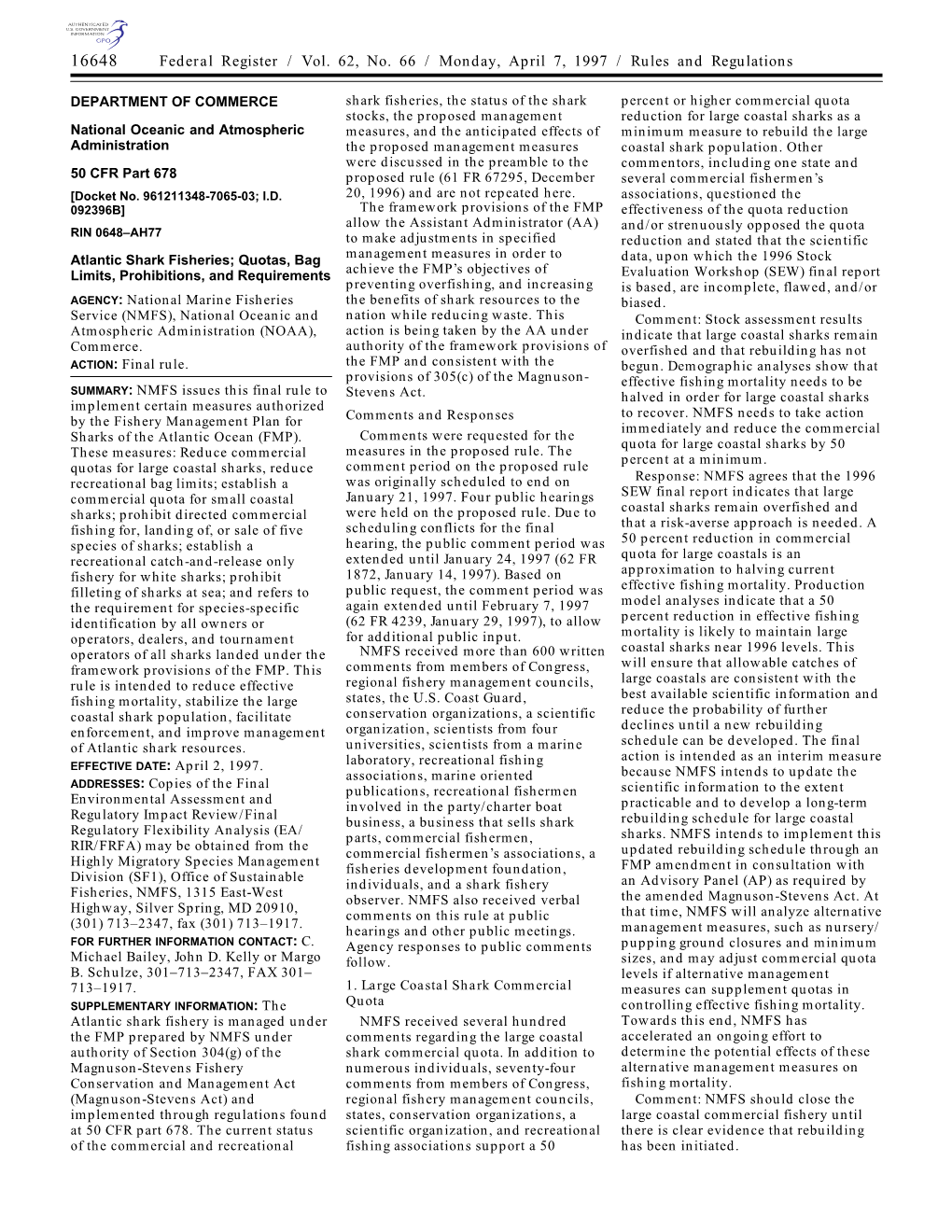 Federal Register / Vol. 62, No. 66 / Monday, April 7, 1997 / Rules and Regulations