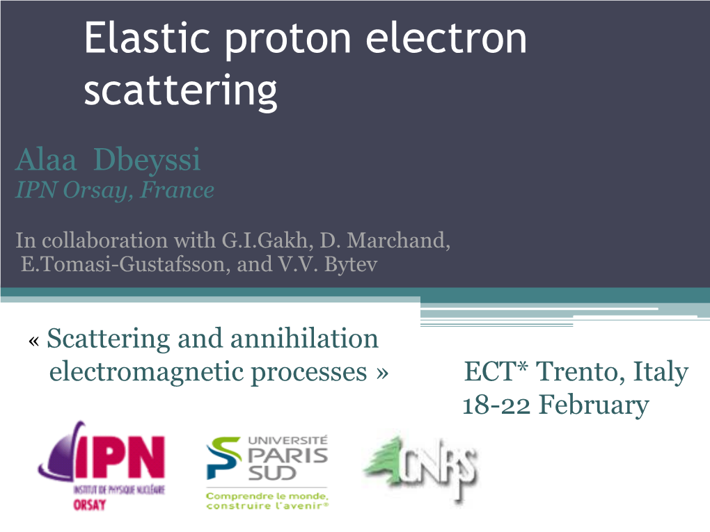 Elastic Proton Electron Scattering